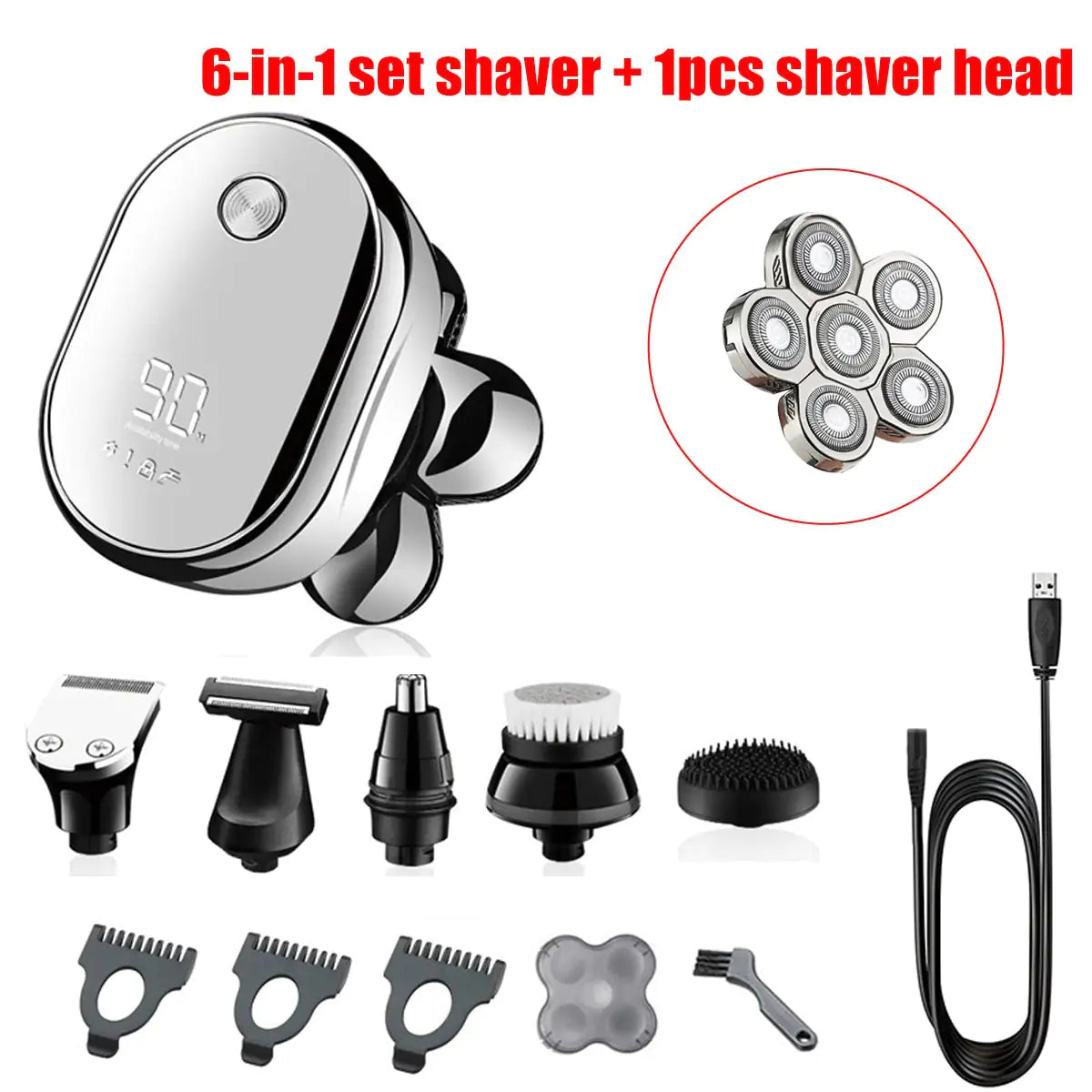 Men's Digital Display Rechargeable Shaver