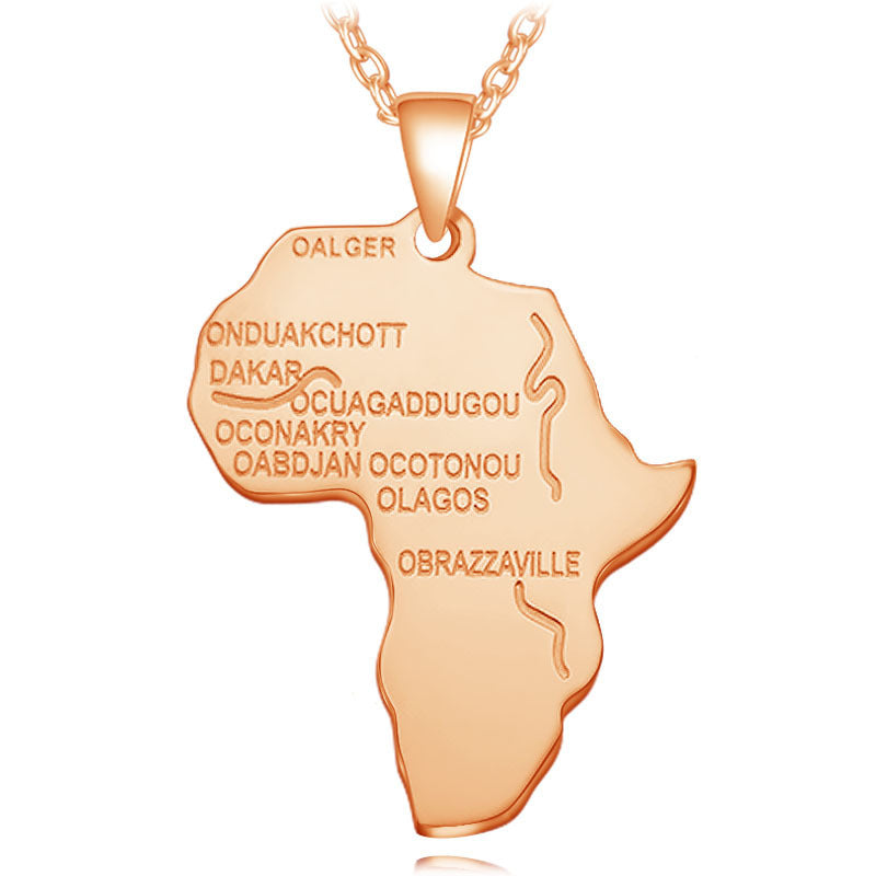 Fashion Vintage Black Silver Gold Color Stainless steel Africa Map