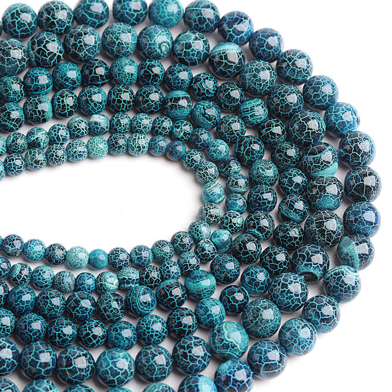 Natural Oxidized Agate Round Beads Cracked Texture Agate Scattered Beads Diy Handmade Beaded Material Semi-finished Products