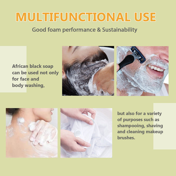 Jabón Negro Africano de Limpieza Profunda Corporal Antiácaros Hidratante