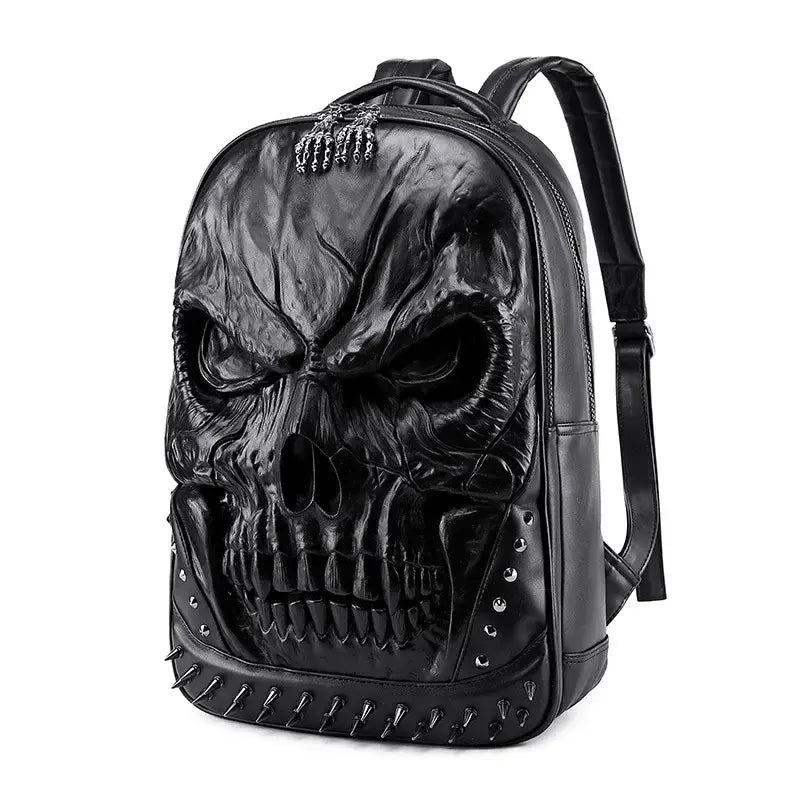 Thick Leather Casual Travel Bag With 3D Skull Design