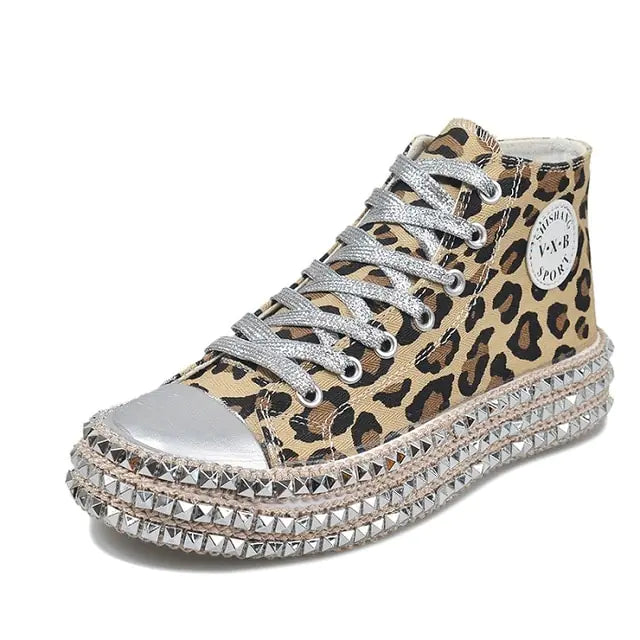 Zapatos de lona de leopardo para mujer