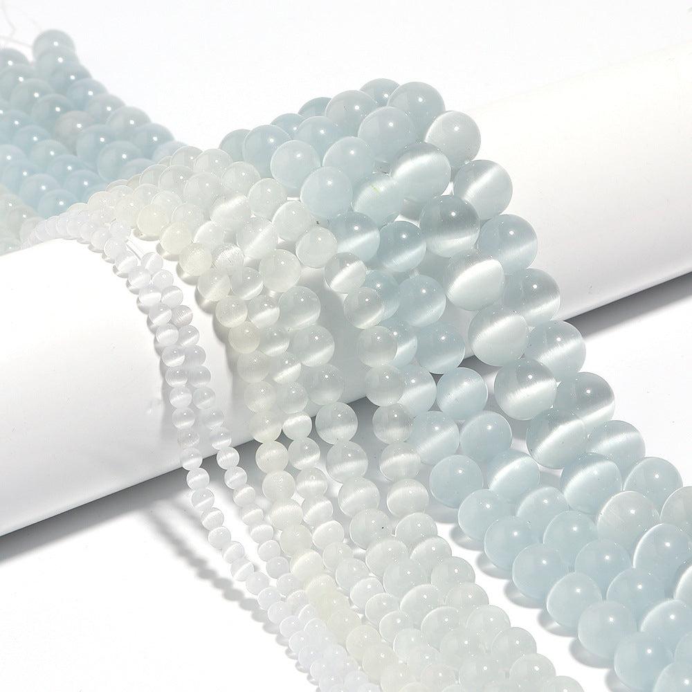 White Opal Scattered Beads Handmade Beaded Semi-finished Products Round Beads Diy Ornament