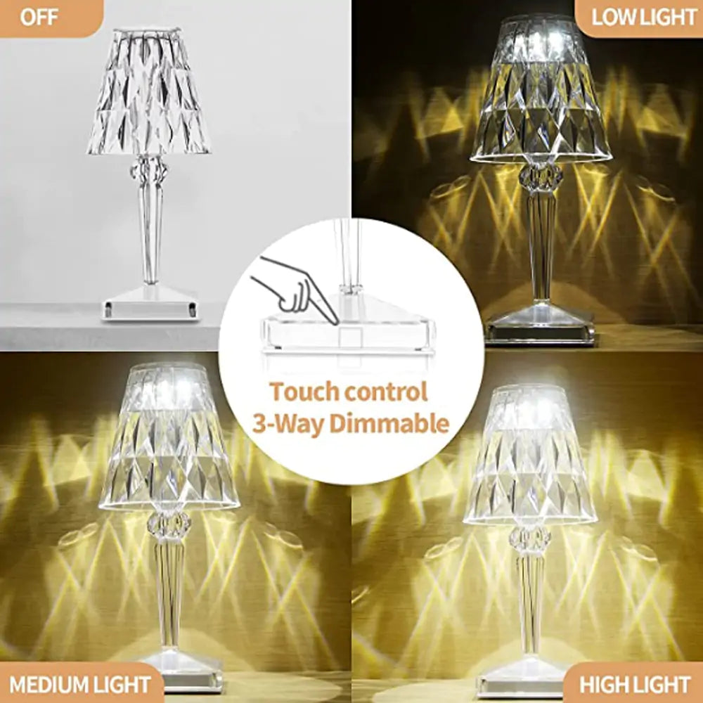 Diamond Table Lamp: USB Touch Sensor LED Night Light