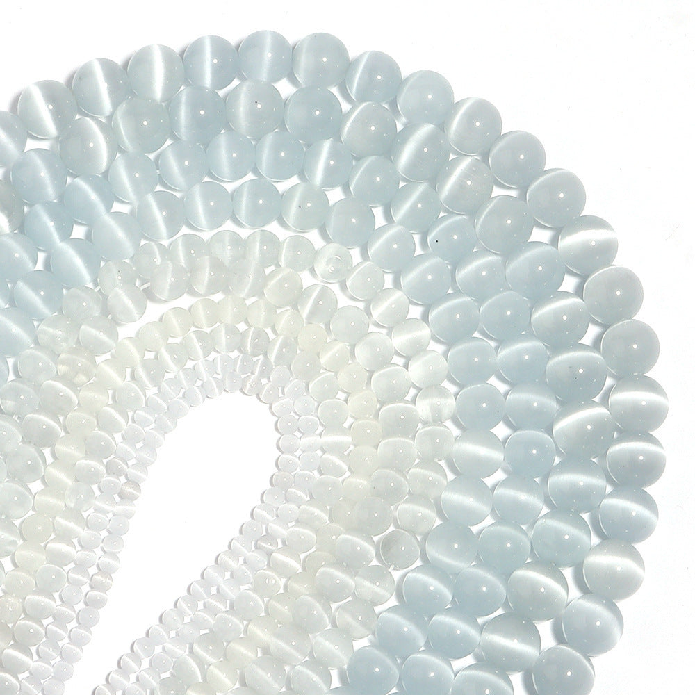 White Opal Scattered Beads Handmade Beaded Semi-finished Products Round Beads Diy Ornament