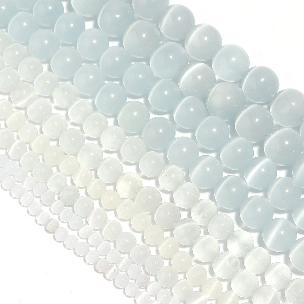 White Opal Scattered Beads Handmade Beaded Semi-finished Products Round Beads Diy Ornament
