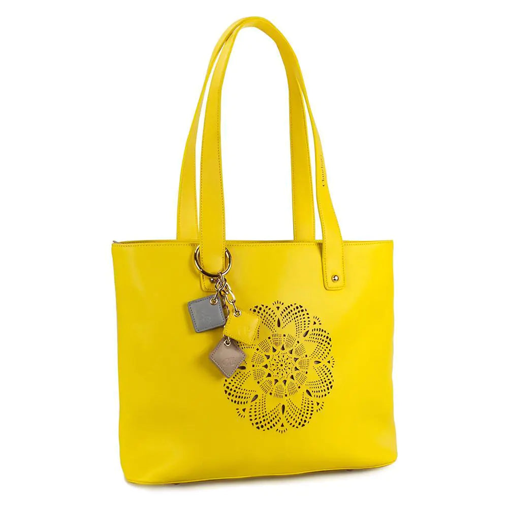 Sprout Leather Tote -Lemon