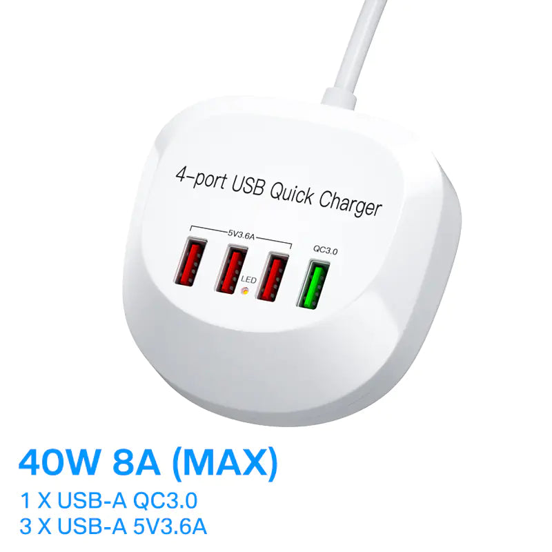 8/4-Port LED Display USB Charger