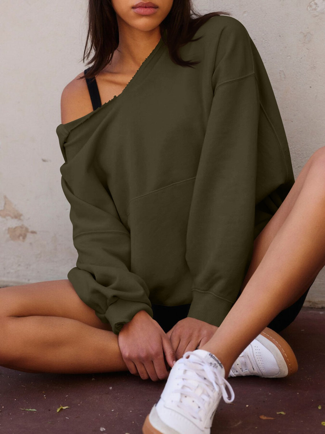 Dropped Shoulder Long Sleeve Hoodie