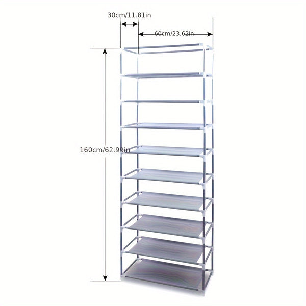 1 Set Of 10-layer Shoe Cabinet With Dust Cover, Easy To Assemble, Portable Shoe Cabinet, Suitable For Various Scenarios Such As Entrance, Storage Shelves, Etc