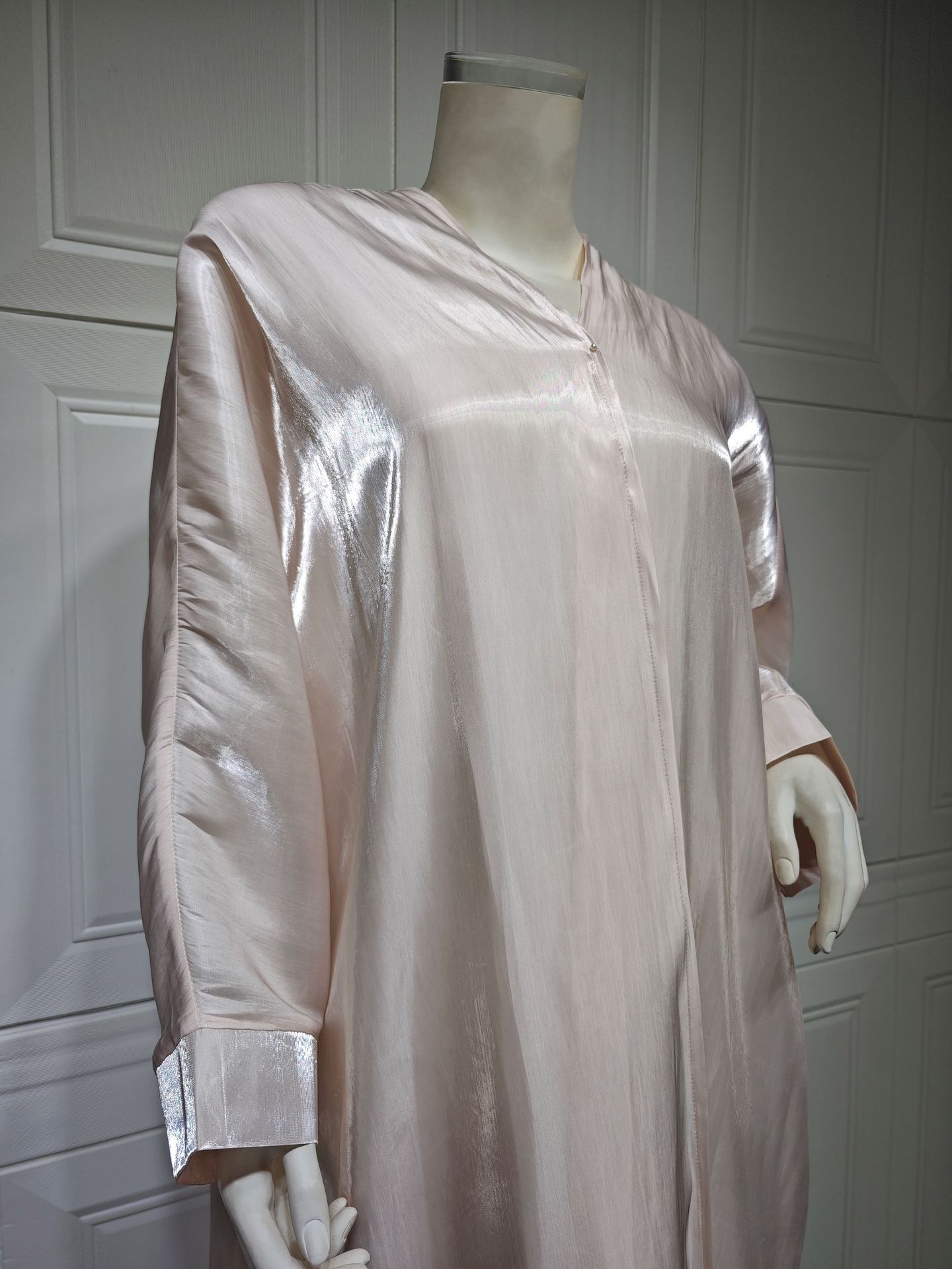 Muslim Bright Silk Satin Batwing Sleeve Robe