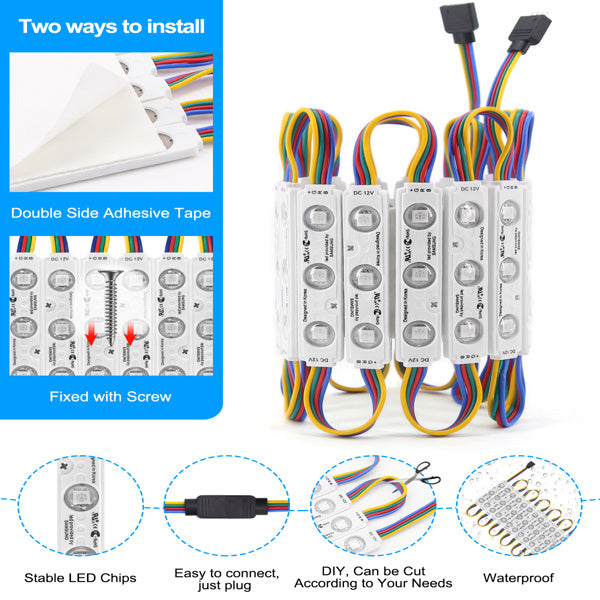 3-lamp Injection Molding Module With Interface Color RGB At Both Ends, Excluding Remote Control, Not Shipped On Weekends