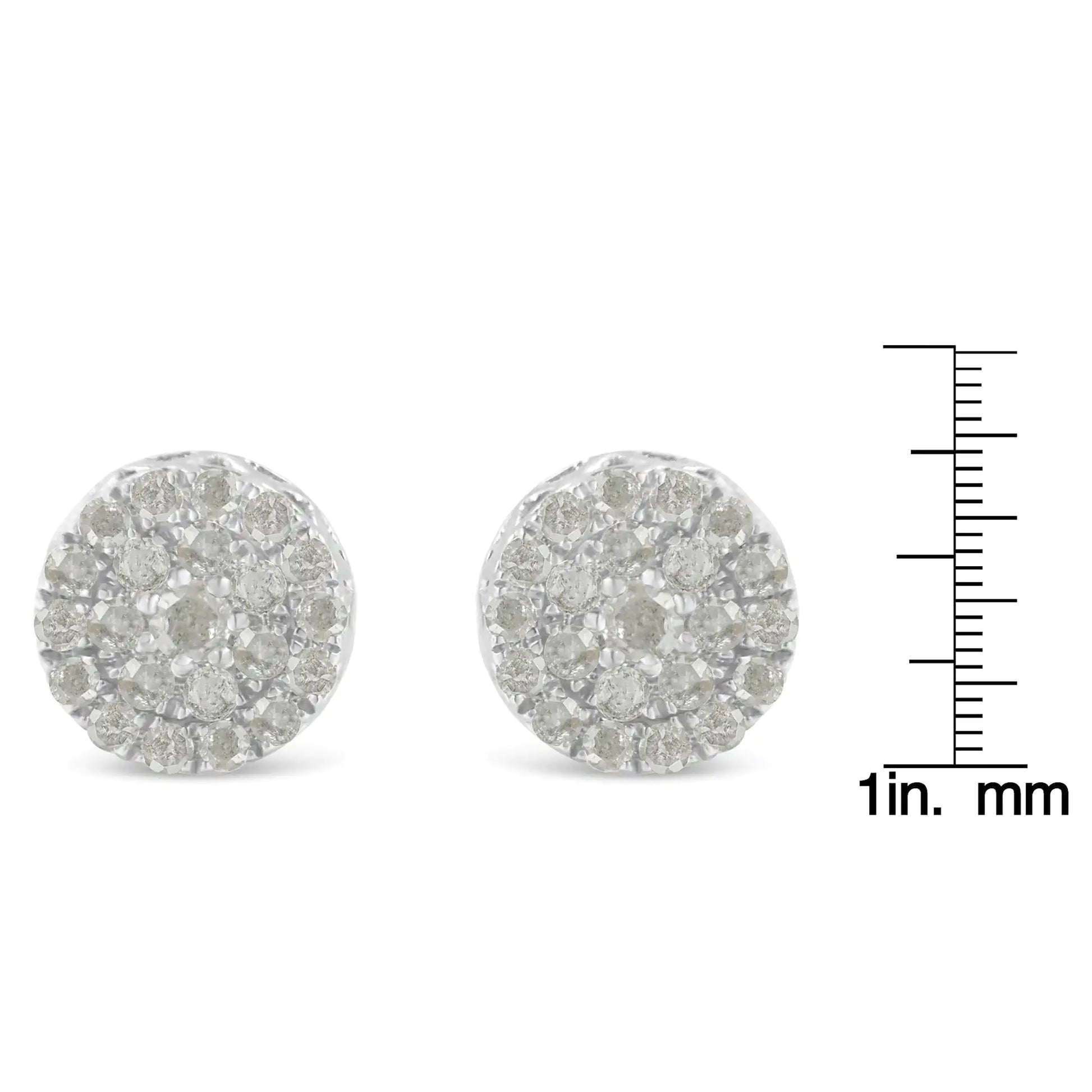 10K White Gold Diamond Cluster Stud Earrings (1 cttw, I-J Color, I2-I3 Clarity)