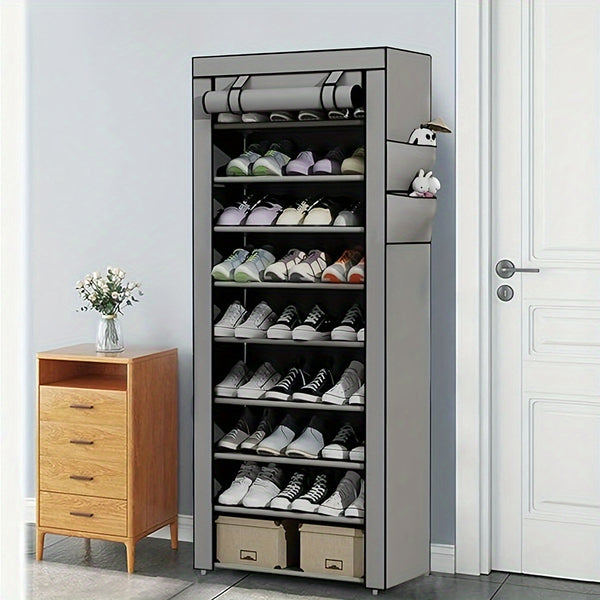 1 Set Of 10-layer Shoe Cabinet With Dust Cover, Easy To Assemble, Portable Shoe Cabinet, Suitable For Various Scenarios Such As Entrance, Storage Shelves, Etc