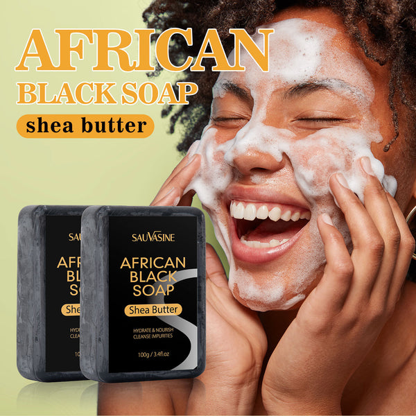 Jabón Negro Africano de Limpieza Profunda Corporal Antiácaros Hidratante