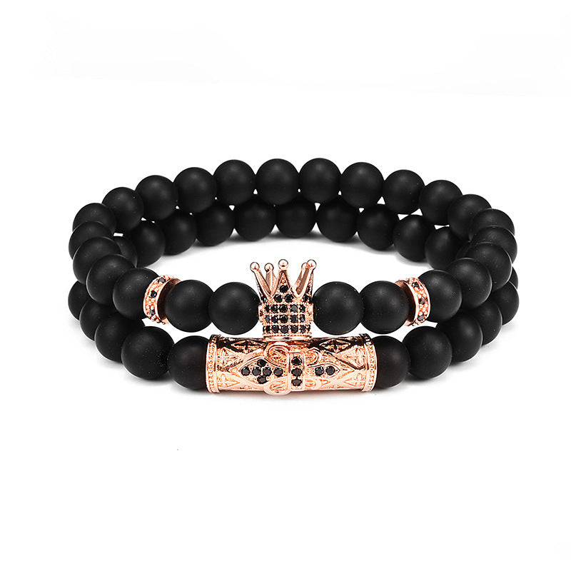 Natural Copper Micro-inlaid Matching Bracelet Natural Black Agate
