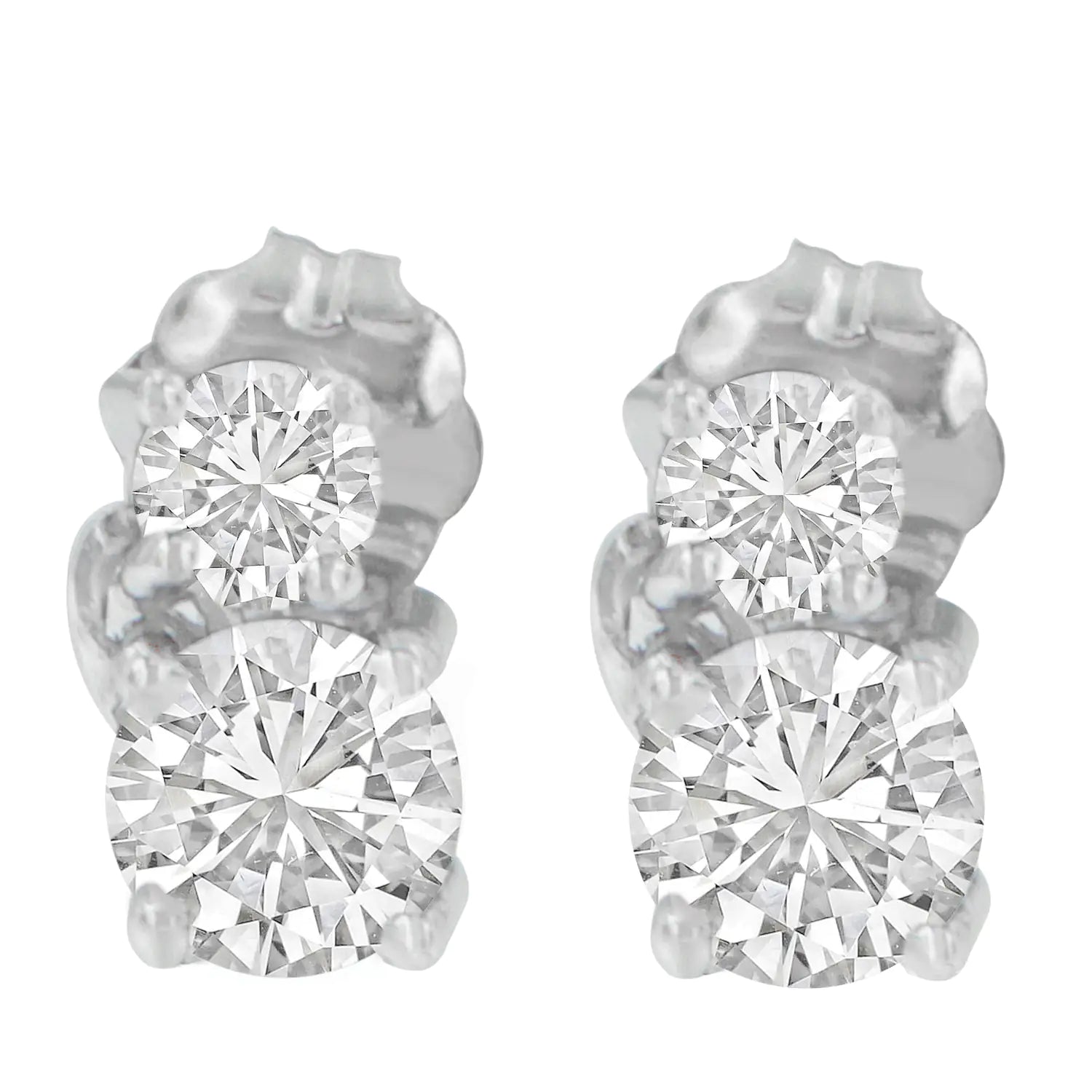 14K White Gold 3/4 cttw Round Cut Diamond Earrings (H-I, SI2-I1)