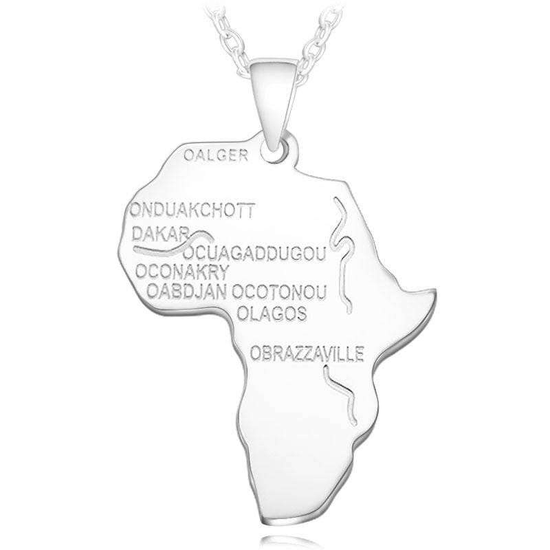 Fashion Vintage Black Silver Gold Color Stainless steel Africa Map