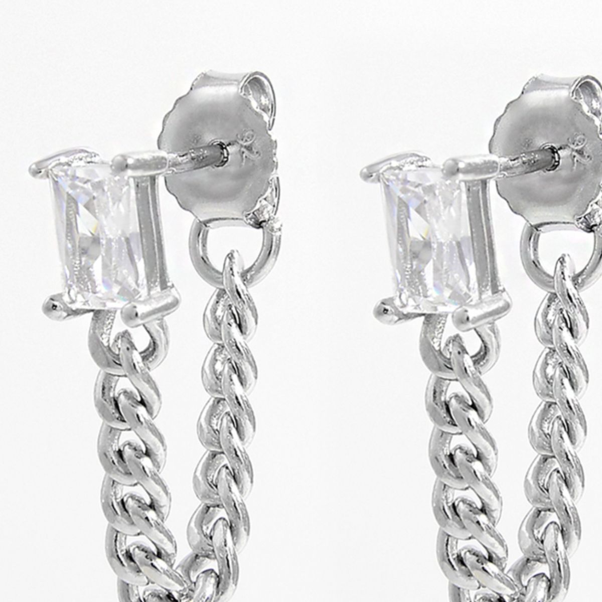 925 Sterling Silver Zircon Chain Earrings