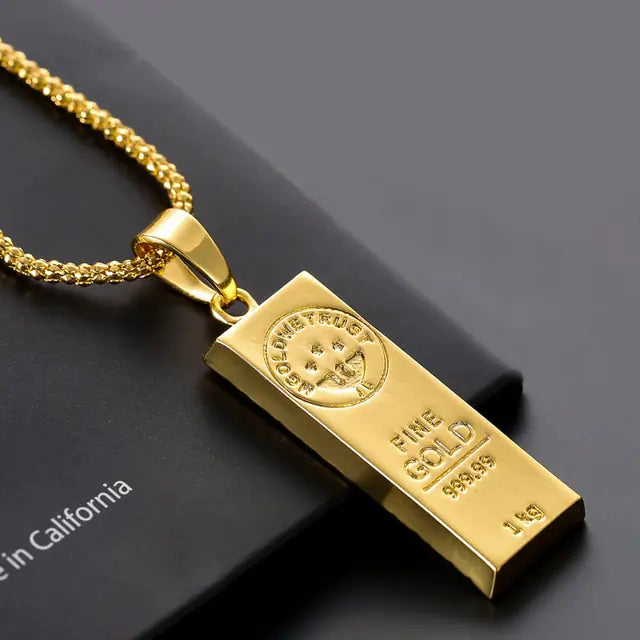 Gold Color Bar Necklace