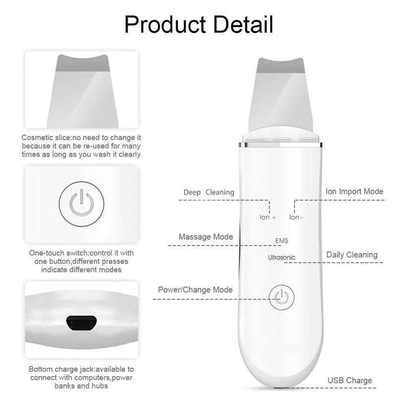 Ultrasonic Skin Scrubber Facial Cleaner