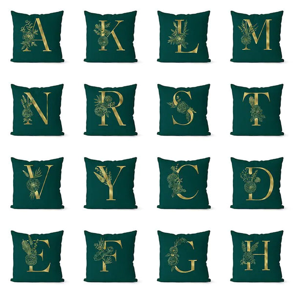 Green Pillowcase Gold Letters