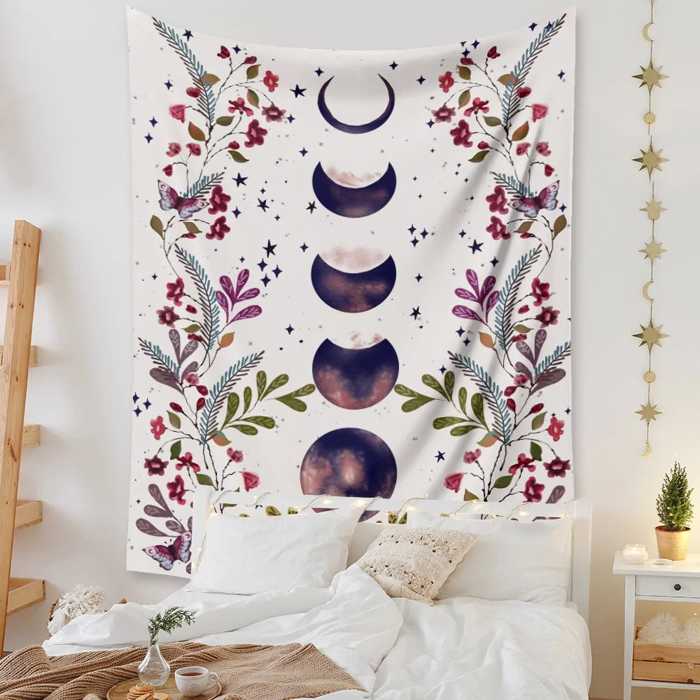 Psychedelic Moon Starry Tapestry