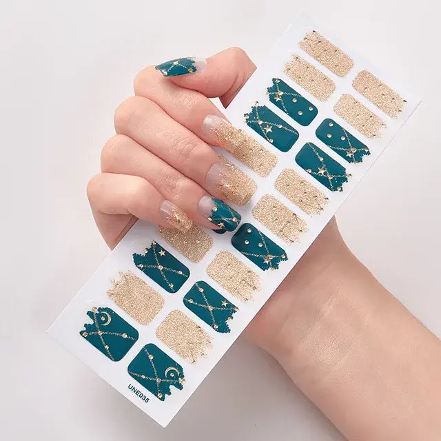 Semi Cured Gel Nail Wraps Full Cover Adhesive Manicure Decoration