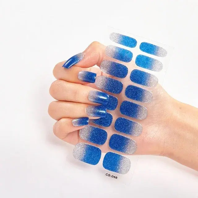 Semi Cured Gel Nail Wraps Full Cover Adhesive Manicure Decoration