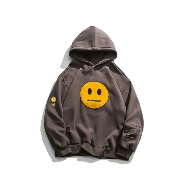 Smile Face Patchwork Hooded Sweatshirts