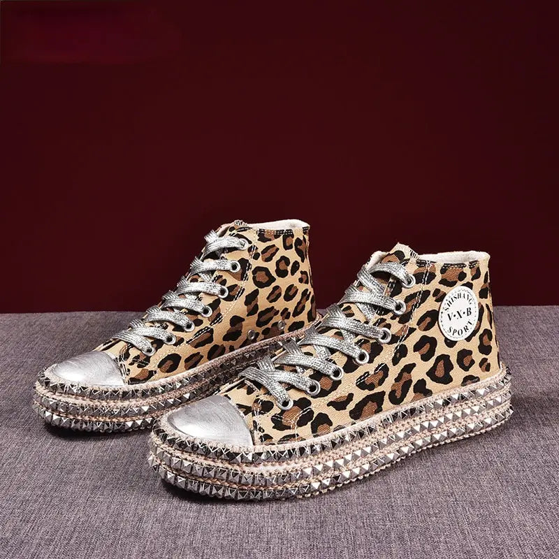 Zapatos de lona de leopardo para mujer