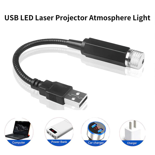 Mini proyector LED de techo con luz nocturna para coche