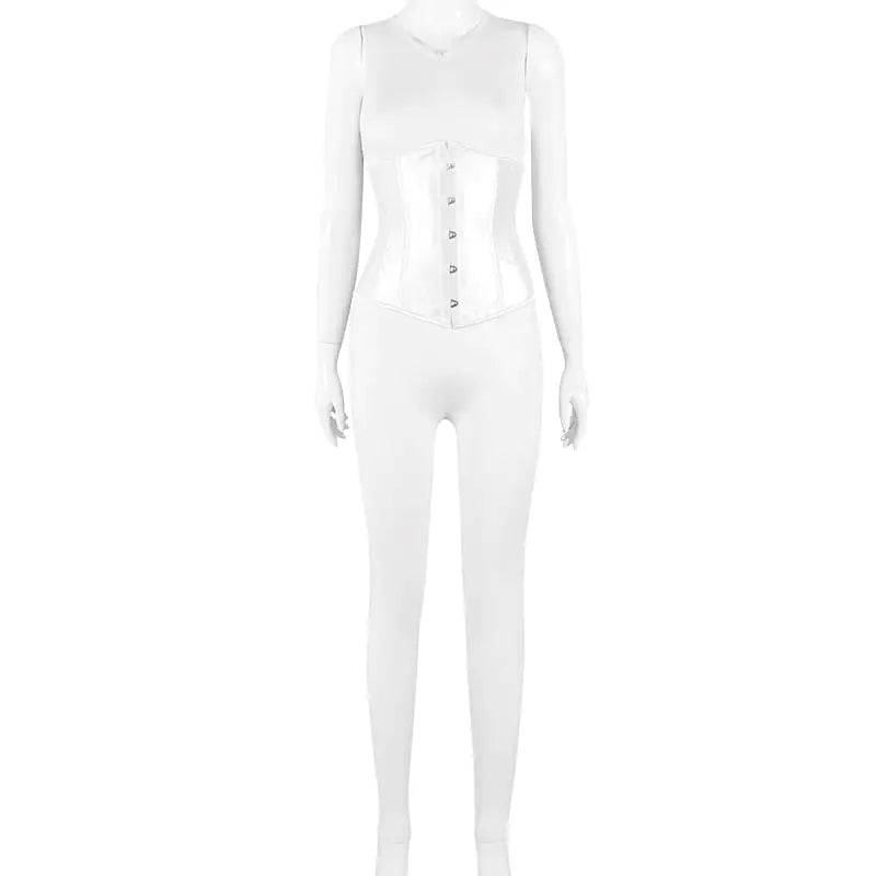 Snatched Corset Zip Up Jumpsuit