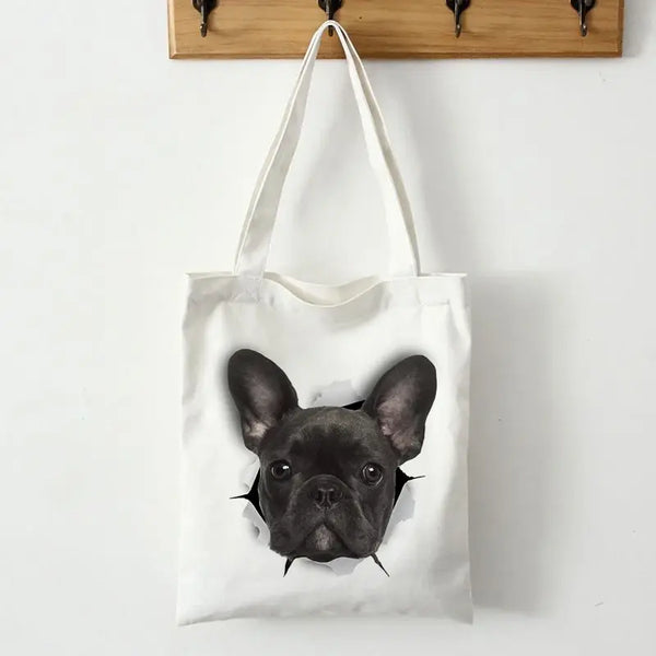 French Bulldog Print Canvas Tote Bag