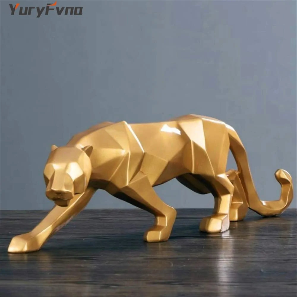 Abstract Resin Leopard Statue: Modern Home Office Decoration Gift