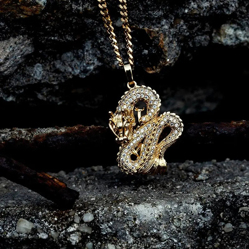 Luxury Gold Color Zircon Dragon Necklace