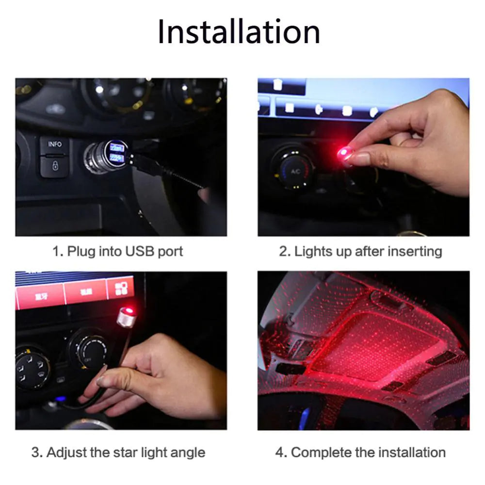 Mini proyector LED de techo con luz nocturna para coche