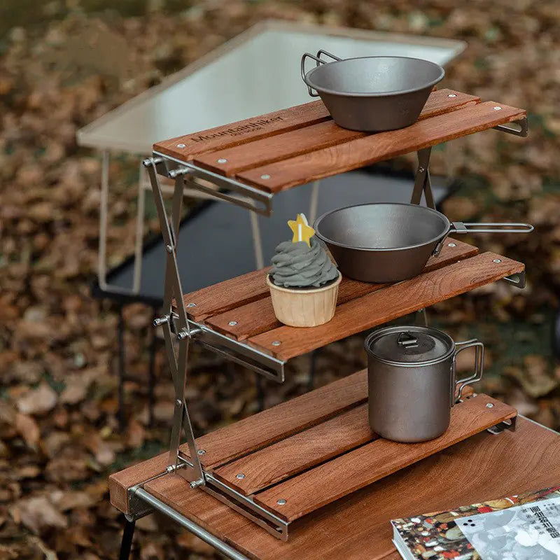 Portable Three-Tier Rack - Folding Table For Outdoor Activities