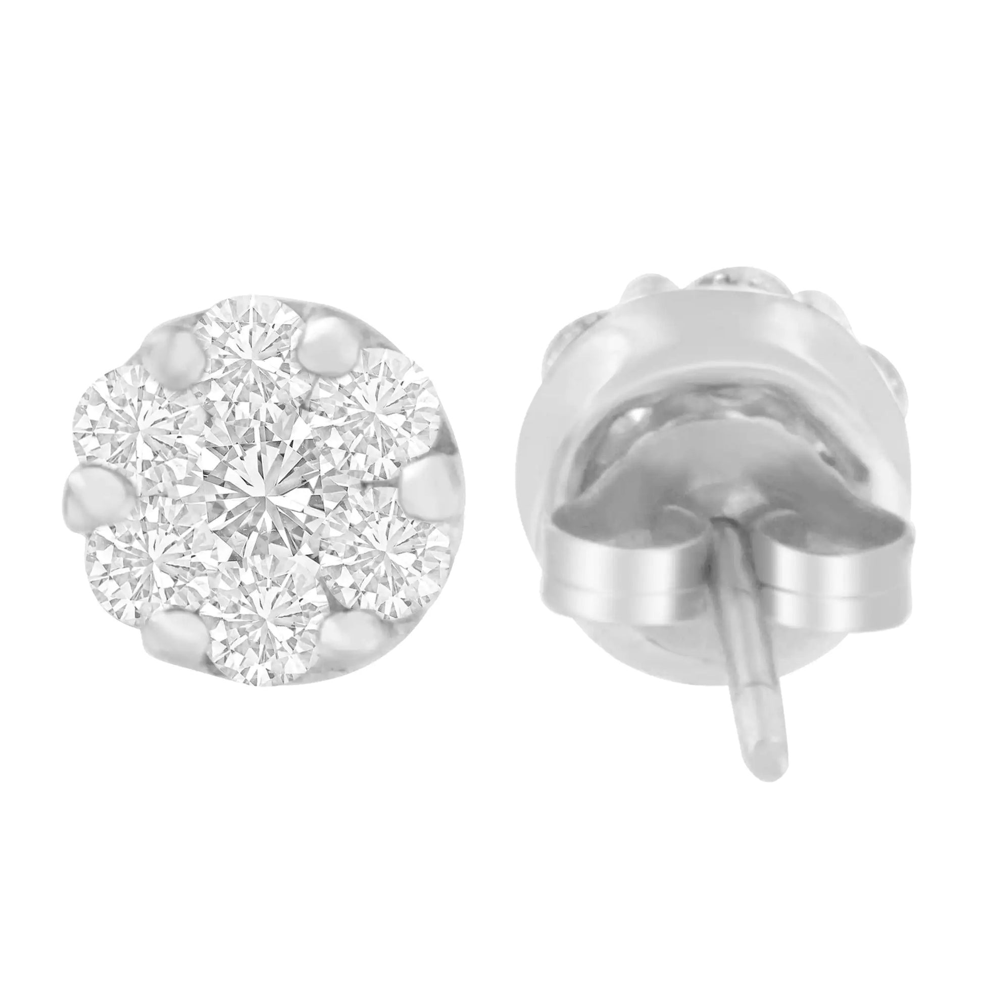 14K White Gold 3/4 cttw Round Diamond Stud Earring (G-H, SI2-I1)