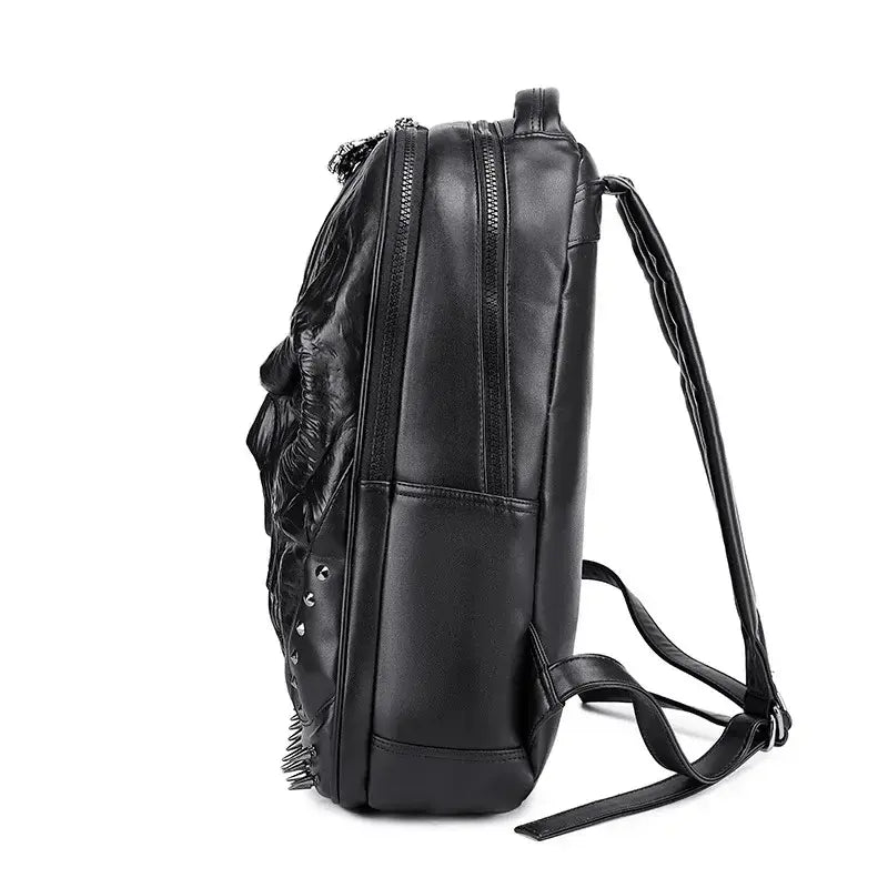 Thick Leather Casual Travel Bag With 3D Skull Design