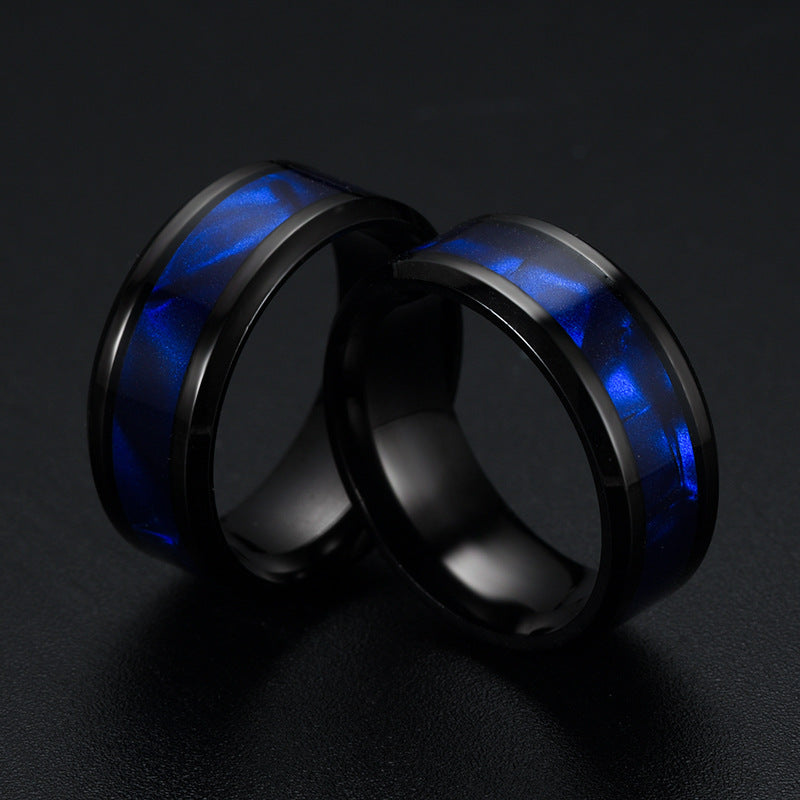 Blue Shell Titanium Steel Ring Fashion Personality Men And Women Ring