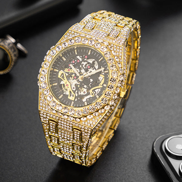 Full Diamond Hip Hop Party Automatic Hollowing Mechanical Watch