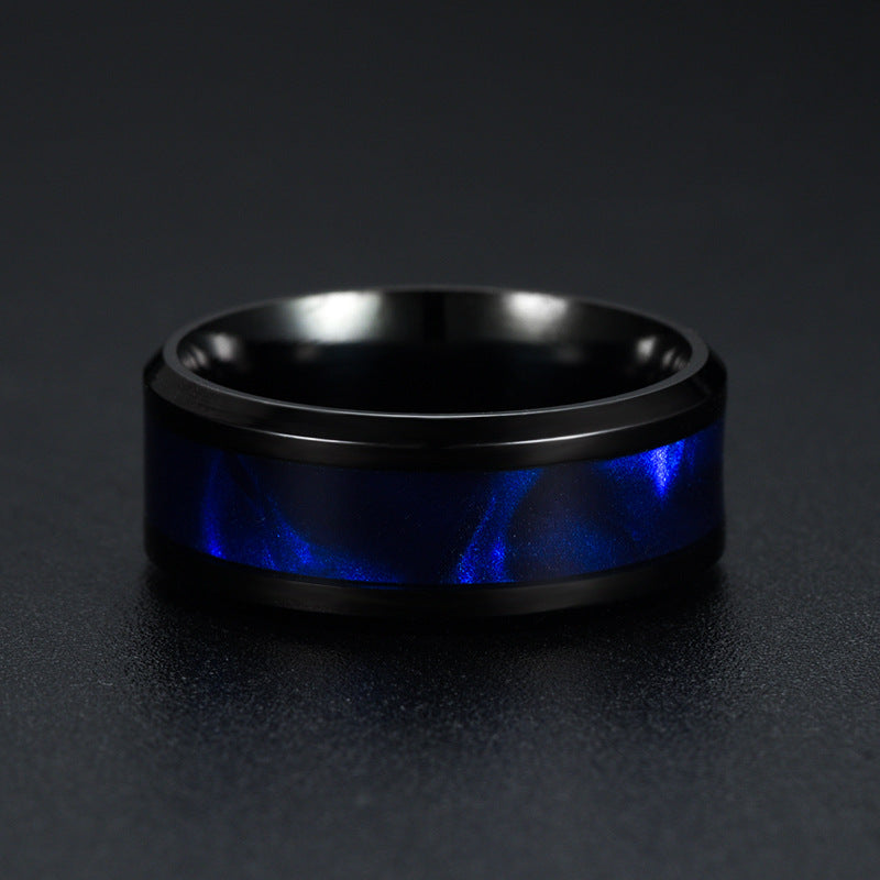 Blue Shell Titanium Steel Ring Fashion Personality Men And Women Ring