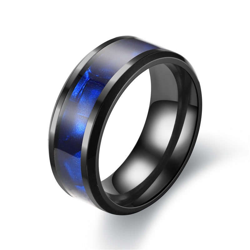 Blue Shell Titanium Steel Ring Fashion Personality Men And Women Ring