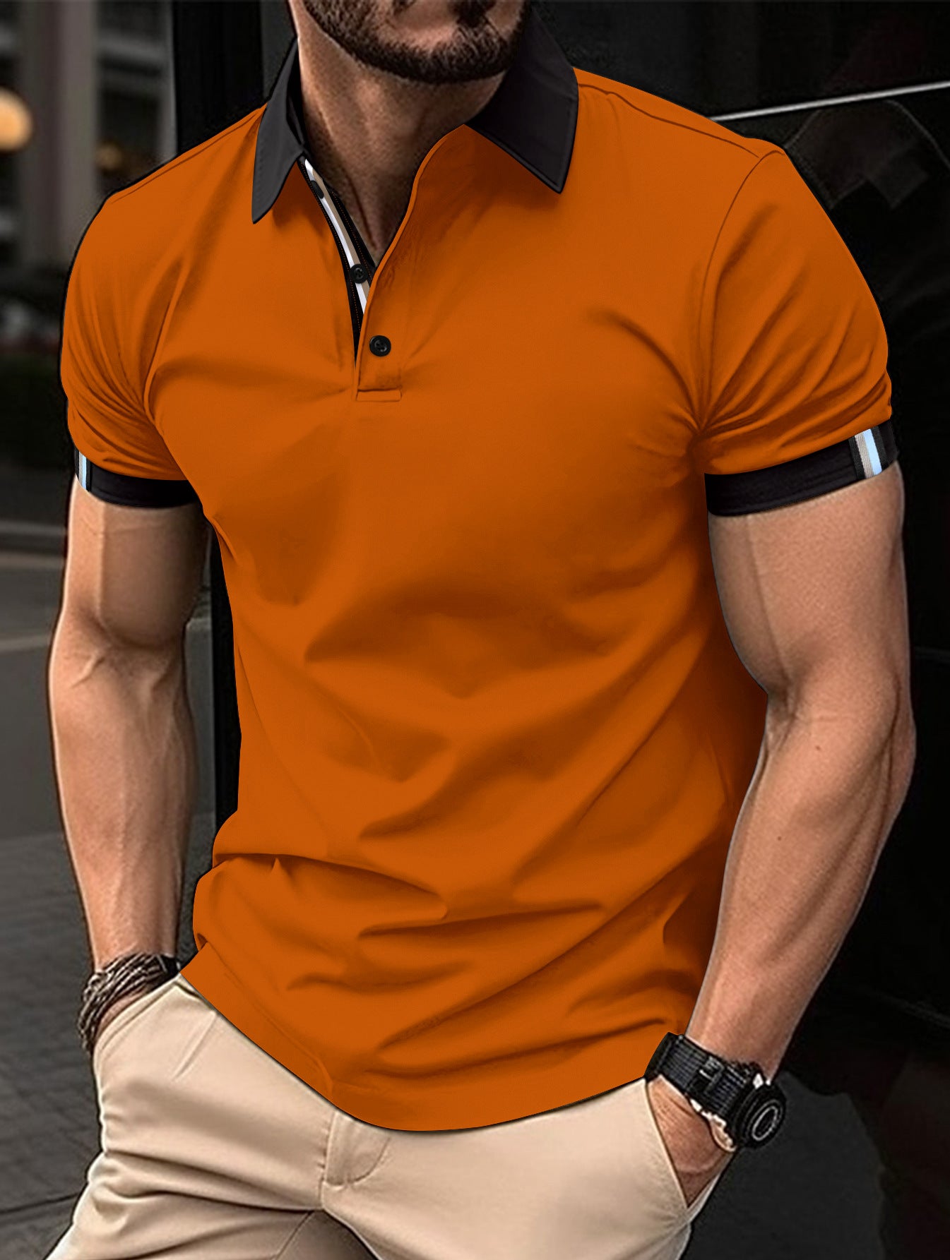 Men's Casual Button Solid Color Short Sleeves