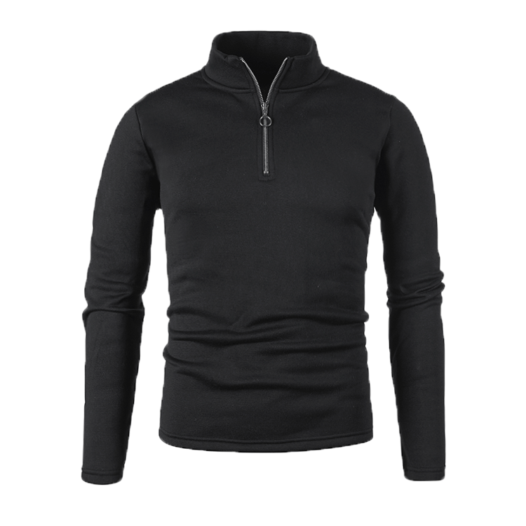 Winter Men's Sweater Placket Zipper Design Solid Color