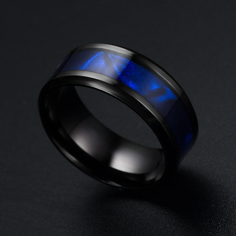 Blue Shell Titanium Steel Ring Fashion Personality Men And Women Ring