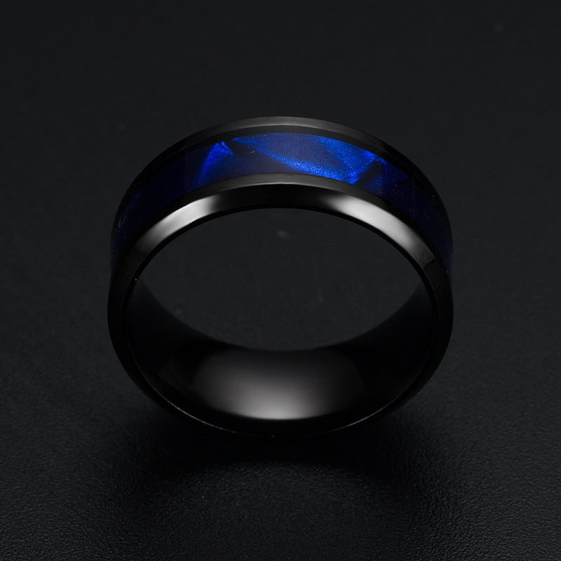 Blue Shell Titanium Steel Ring Fashion Personality Men And Women Ring