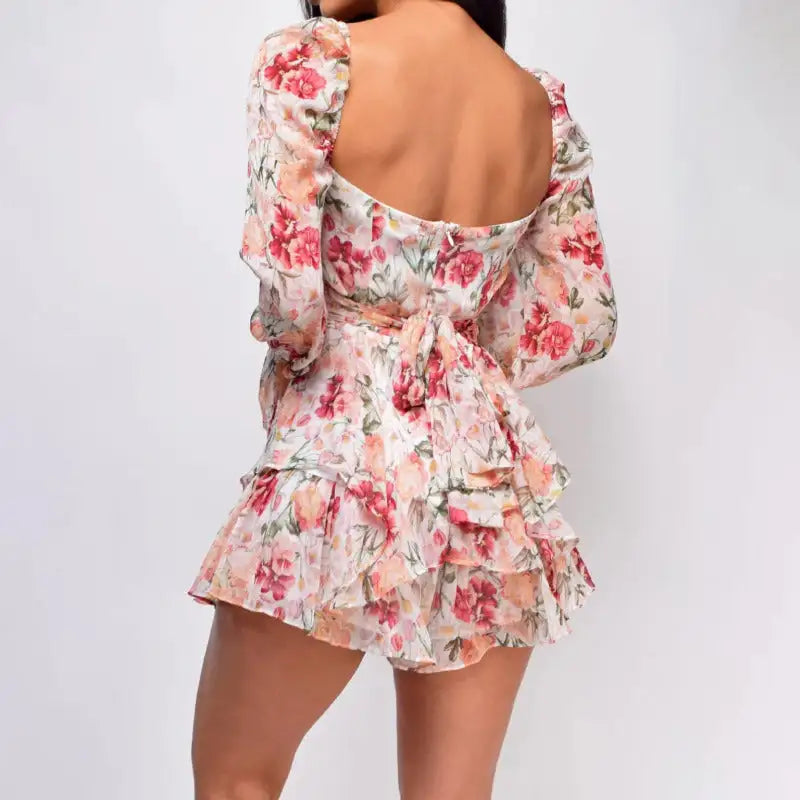 Square Collar Backless Romper