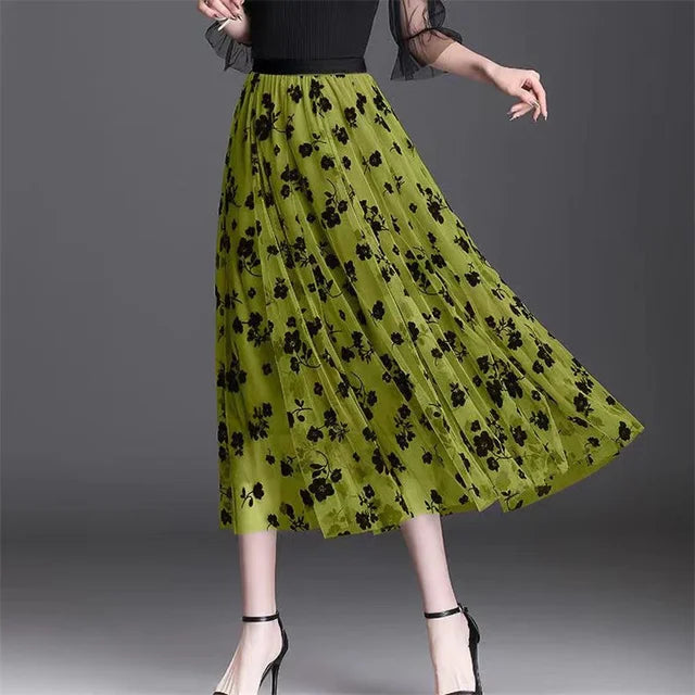 Mesh Floral Skirt For Women